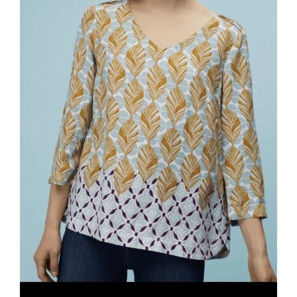 White Stuff Cordelia Top Multi Pattern Lightweight Quarter Sleeve Pull Over UK14 - Picture 1 of 7